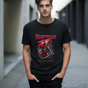 تيشيرت كلاسيكي فاخر مصنوع من قطن نقي 100% معا شعار قرصان ذات جودة عالية